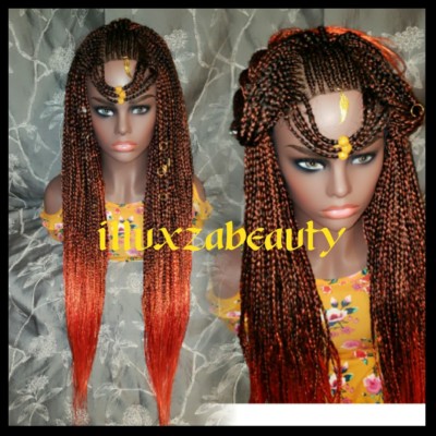 4x4 Closure Cornrow Box Braided Wig multi-color L 23 display picture 2