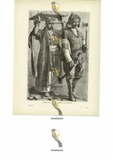 Caucasian Prince In Chain Armour & Attendant, Book Illustration (Print), c1880