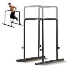 Black Adjustable Dip Bar Station Portable Sturdy Construction for Versatile W...