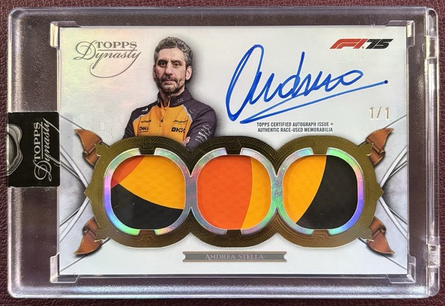 2025 Topps Dynasty F1 Racing Andrea Stella Triple Relic Auto Gold 1/1 McLaren