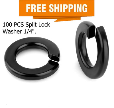 1/4'' Spring Lock Washer, Stainless Steel 18-8 (304), Black Finish, 100 PCS