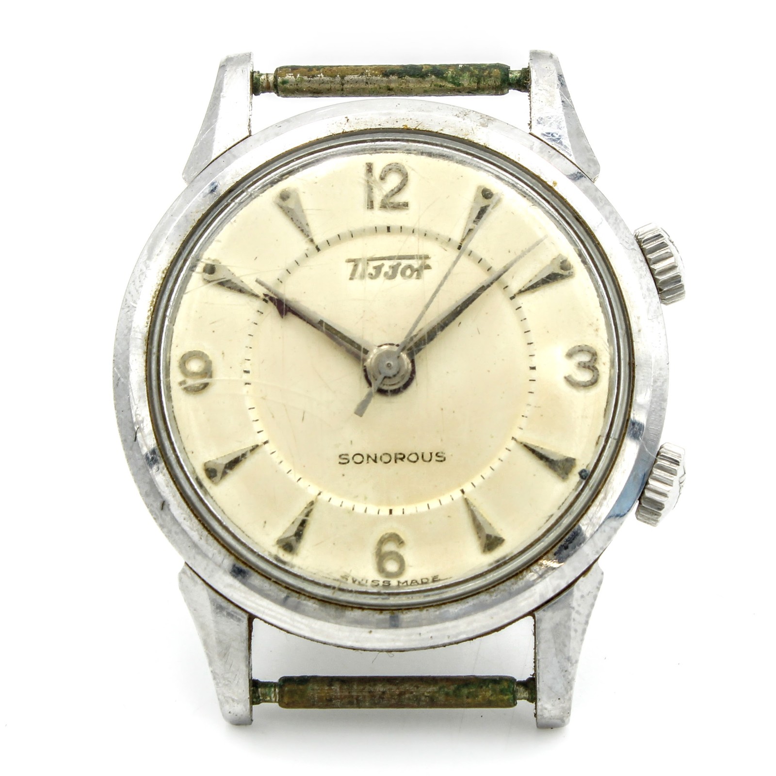 Head Vintage Sonorous Crown Tissot 32mm Manual Double #WB3725-5 Mens Watch - vintagewatches.pk
