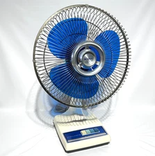 Vintage Citation 12" Oscillating 3 Speed Desk Fan Blue Blades Type 12-1 Works