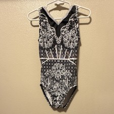 GK Elite Blooming Beauty Workout Leotard 3892 Black Floral Child Medium