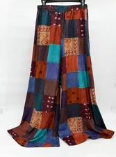 ROMWE Pants Womens Medium Multicolor Geometric Wide-Leg Patchwork Pull On Style