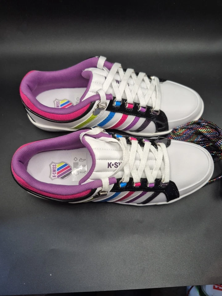 K Swiss Retro 90's Multicolour Leather Trainers Ladies Size 4 - Image 4 of 4