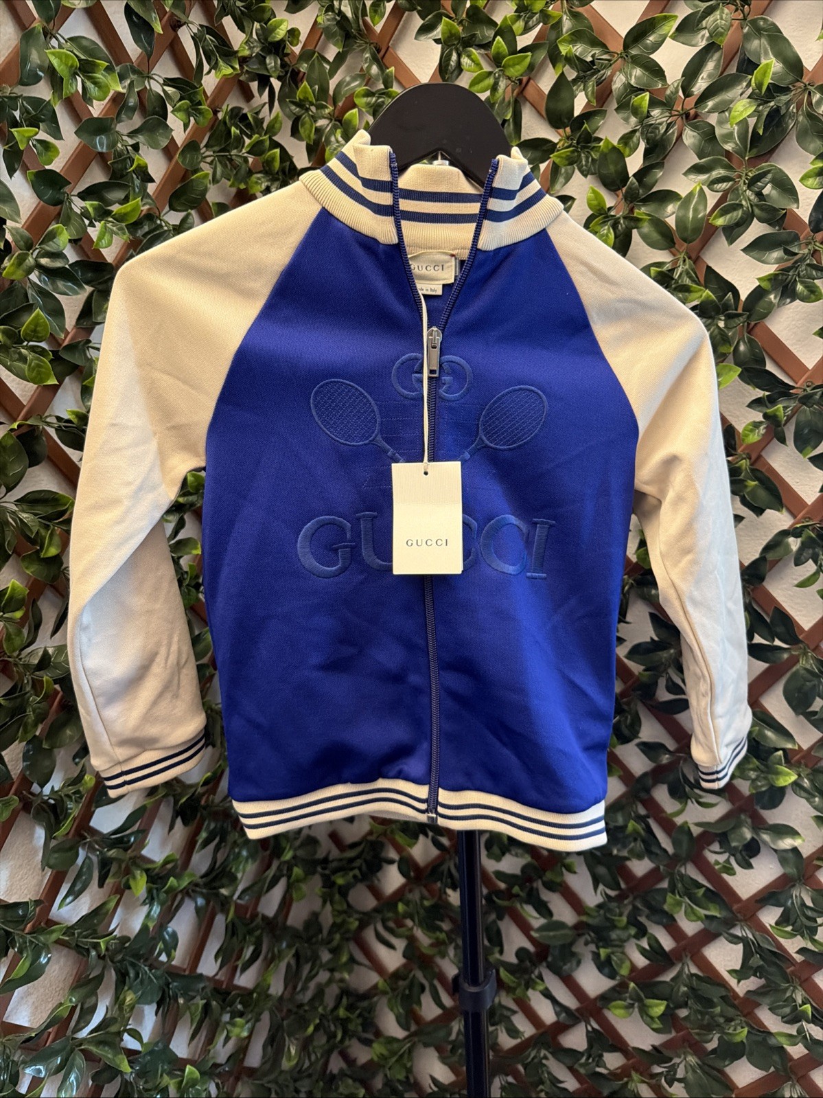 Gucci Navy Blue Kids Zip-Up Jacket Tennis Unisex Size 8