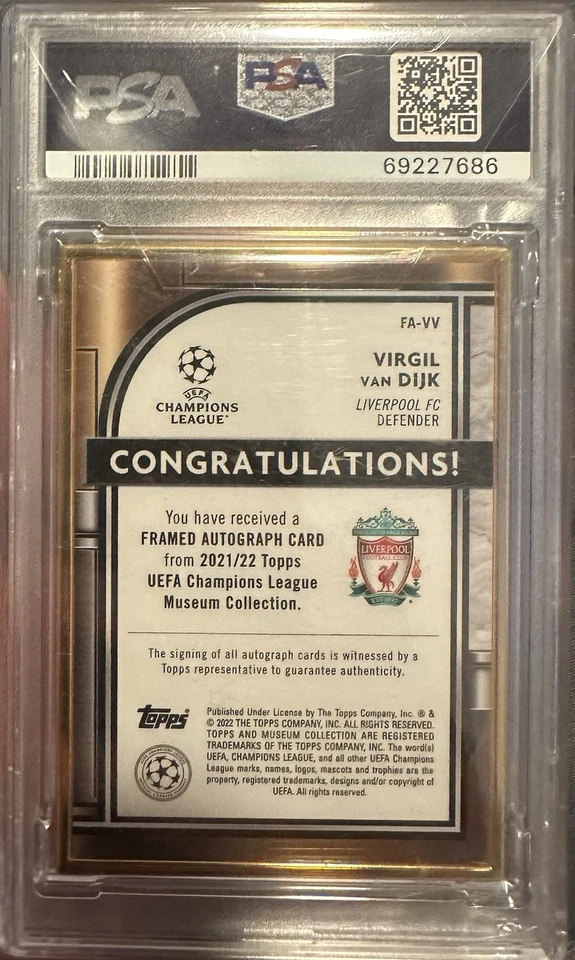 2021-22 Topps UEFA Virgil Van Dijk Gold Frame Auto PSA 9 - Image 2 of 2