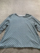 Croft & Barrow Women Geometric Long Sleeve Crew Neck T-Shirt Multicolor Size XXL