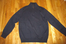 Men's J. Crew Blue Cotton Cashmere 1/4 Zip Mock Neck Sweater Size L
