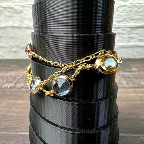 Swarovski Jewel-Tone Crystal & Gold Strand Bracelet Lobster Clasp Womens Size 7" - Picture 4 of 6