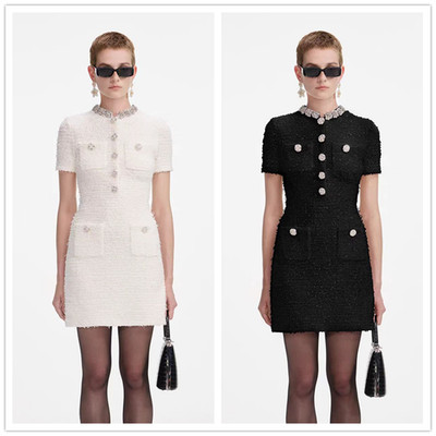 Self-Portrait Diamond-decorated woolen knitted Dresses Women