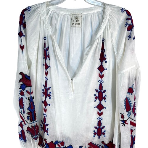 Blue Boheme Indian Cotton Moto Boho One Size Eclectic Whimsical Earthy - Picture 1 of 8
