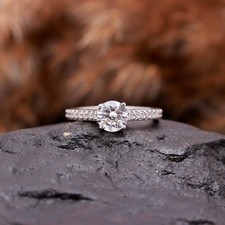 1Ct Round Moissanite Solitaire 925 Sterling Silver Engagement Ring