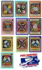 S11 SQUARE SALSA Chip Dip hot Ice Cream TALAVERA Bowl MEXICAN POTTERY HAND CRAFT