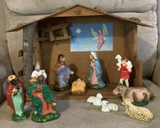 12 Piece Nativity Set  11 Pieces Japan  Large Lamb Germany
