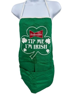 Budweiser Tip Me I'm Irish Bar Apron Green Beer St Patricks Day Shamrock