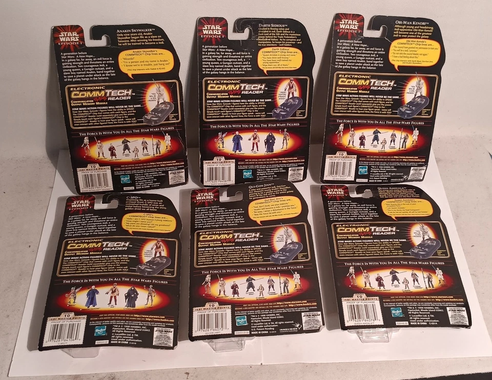 Star Wars: Episodio 1, juego de 6 figuras de acción, Hasbro 1999, chips CommTech, nuevo en caja Foto 2 de 4