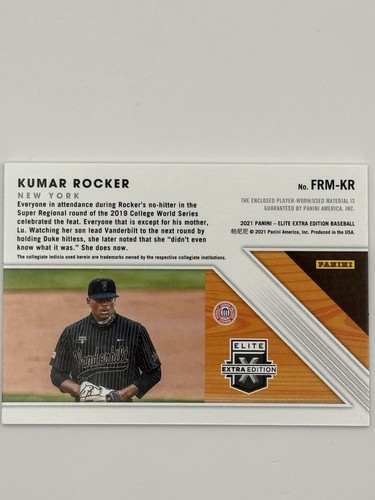 Kumar Rocker 2021 Elite Extra Edition First Round Materials Rookie Relic - Picture 2 of 2