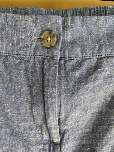 Talbots Petite 12p Capri 100 % Cotton Light Blue Zipper Pockets Free Shipping  - Picture 6 of 12