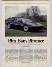 1990 Vintage Car Print Ad '80 BMW M1 Magazine Article Review Pin-Up Promo Art 