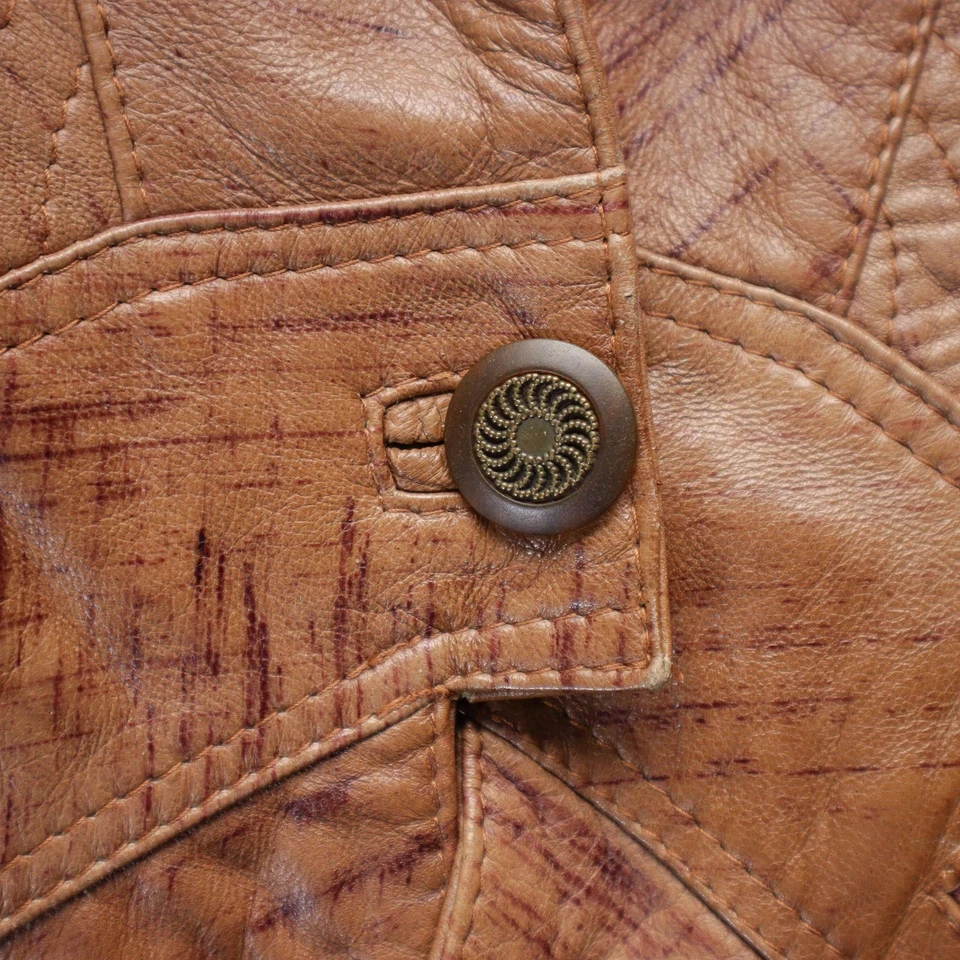 Винтажная женская кожаная куртка Alta Moda 44 итальянского производства с геометрической подкладкой 80-е - Изображение 3 из 4