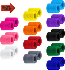 12 Pairs Kids Wristbands Sweatbands Colorful Sports Wrist Sweat Bands Athletic