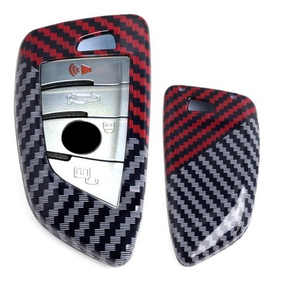 Black/Red Carbon Pattern Hard Key Cover For BMW X1 X5 X6 5 7 Series Toyota Supra