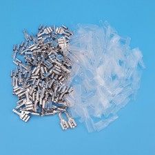 100Pcs 6.3mm Quick Disconnect 20-16 AWG Female Crimp Terminals with Case