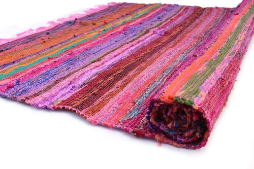 Indian Handmade Chindi Rug, Area Rag Run, Bohemian Floor Carpet Rug - Picture 5 of 9
