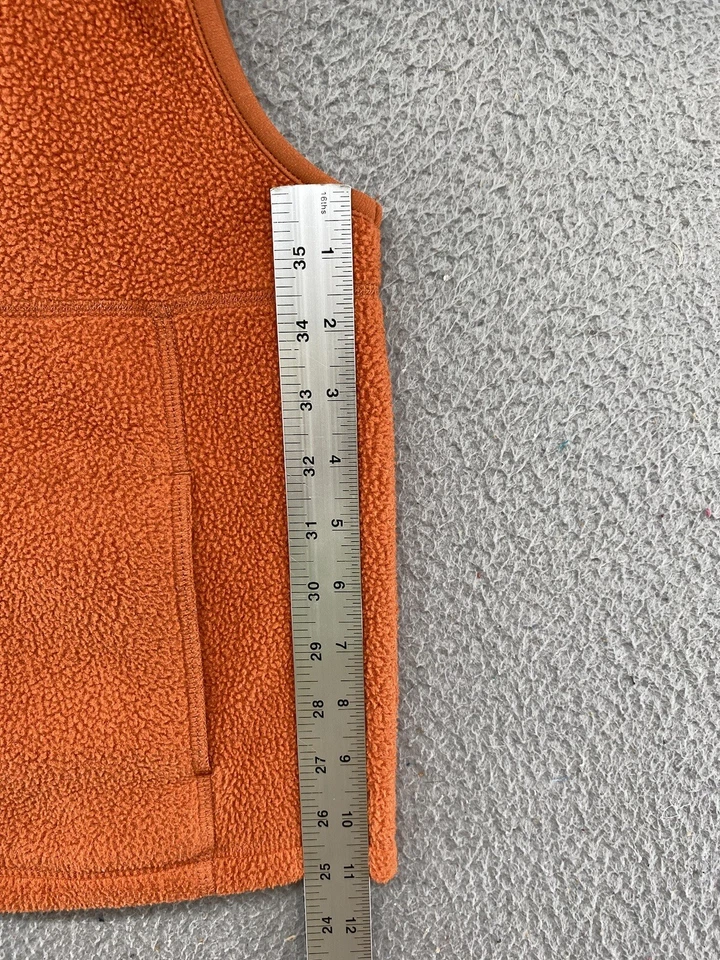 Vintage LL Bean Kids Unisex Full Zip Fleece Polartec Vest in Size L Y2K Orange - Image 4 of 4