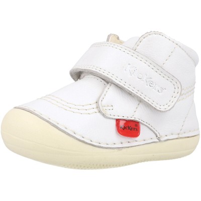 Kickers Soft Leather Baby Shoes White with Strap and Durable Flexible Sole