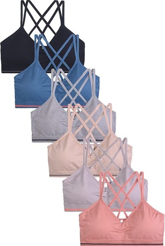Women's Bras, Comfortable Yoga Tube Bralette Sports Bra, Free Size - Pack of 6 - Picture 15 of 43