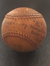 Hank Greenberg 1940 Home Run Game Used Baseball Grand Slam Detroit Tigers Sep 18