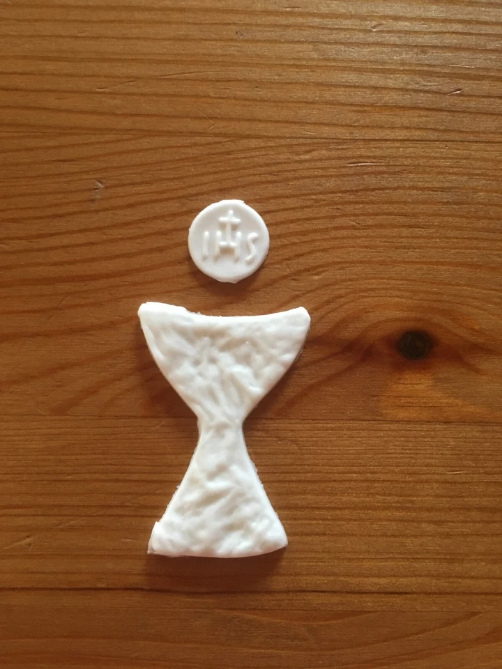 Verzierwachs Kelch weiß + Hostie Wachsverzierung Wachsdekor Wachs Wachskerze