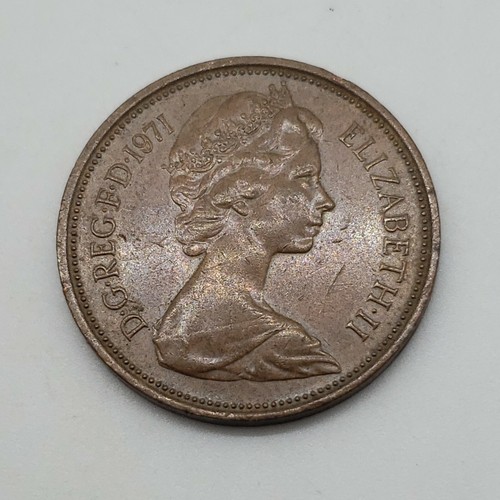 SELTEN 1971 New Pence 2 Münze Queen Elizabeth II DG REG FD UK Bronze mit Münzhalter - Bild 5 von 8