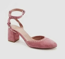 $995 Red Valentino Women Pink Suede Ankle Strap Pumps Heels Shoes EU 36.5 US 6.5