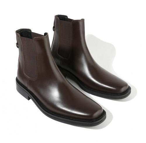 Botas Chelsea para hombre Firenze Atelier de cuero marrón mate punta cuadrada con suela vibram - Imagen 4 de 11