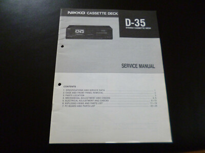 Original Service Manual Schaltplan Nikko D-35