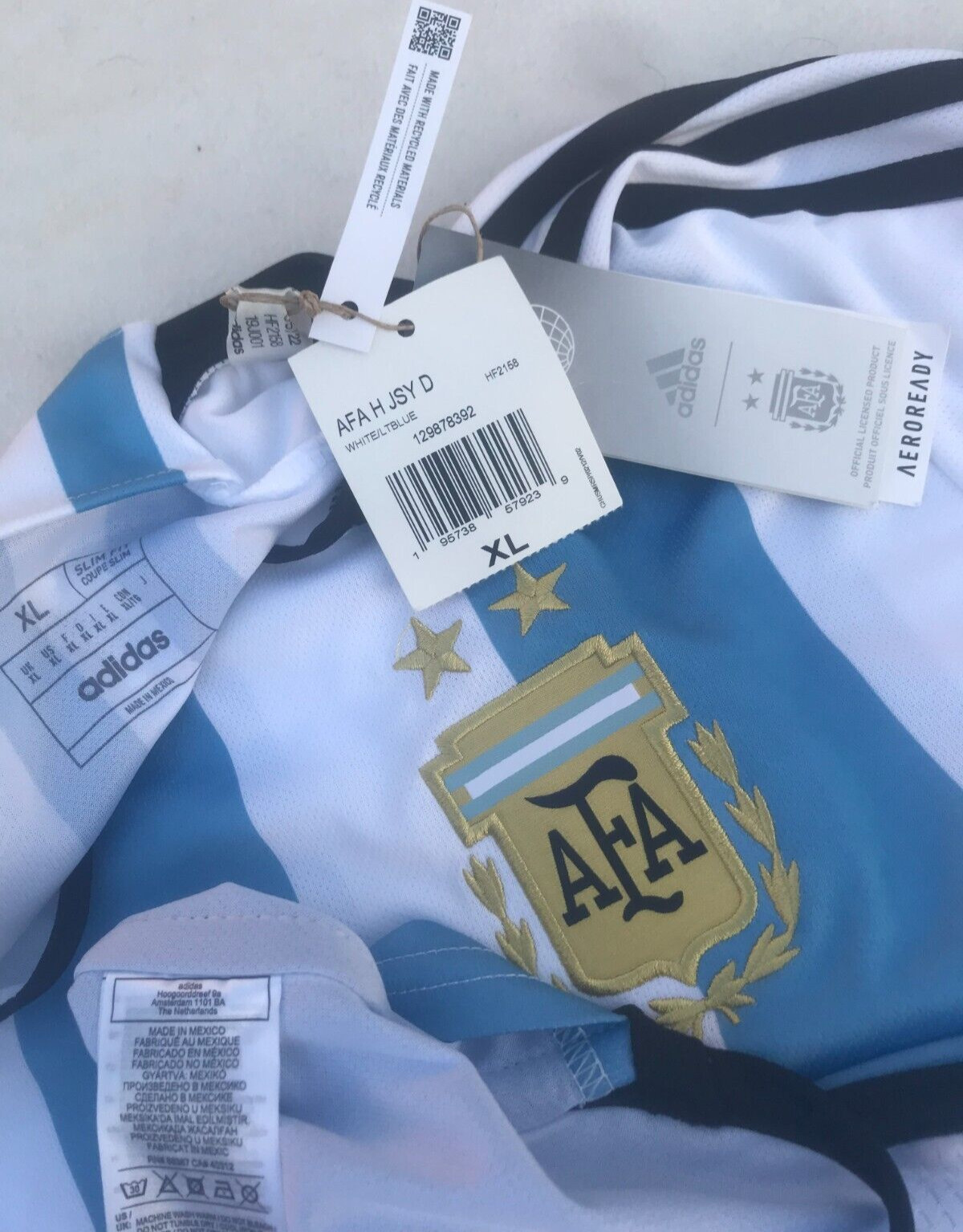 ARGENTINA HOME ADIDAS ORIGINAL WORLD CUP 2022 STADIUM AEROREADY JERSEY XL MESSI