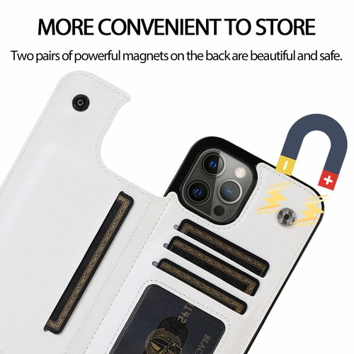 For iPhone 16E 15 14 12 13 11 Pro Max 8 Wallet Card Leather Magnetic Case Cover - Picture 19 of 74