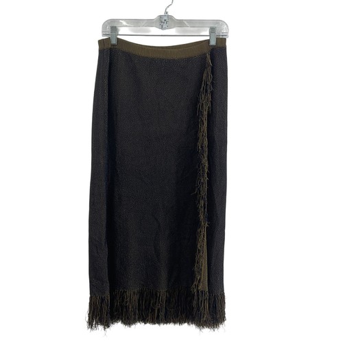 J.Crew braun & blau Tweed Damen Fransenbesatz Wickelrock M, lang, neu mit Etikett