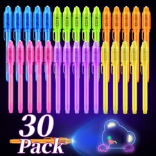30 Pieces Invisible Ink Pen with UV Light Spy Pen Magic Marker for Kids Secret M