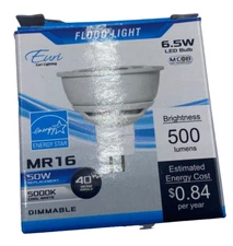 LOT OF 5 Euri Lighting LED LIGHT BULB MR16 FLOOD LIGHT LAMB WHITE 6.5W 50W CRDB