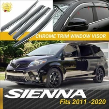 Fits Toyota Sienna 2011-2020 Chrome Trim Window Vent Visor Wind Guard Deflector