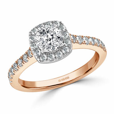 Ct Cushion Simulated Diamond Engagement Ring 14K Solid Rose Gold Size 