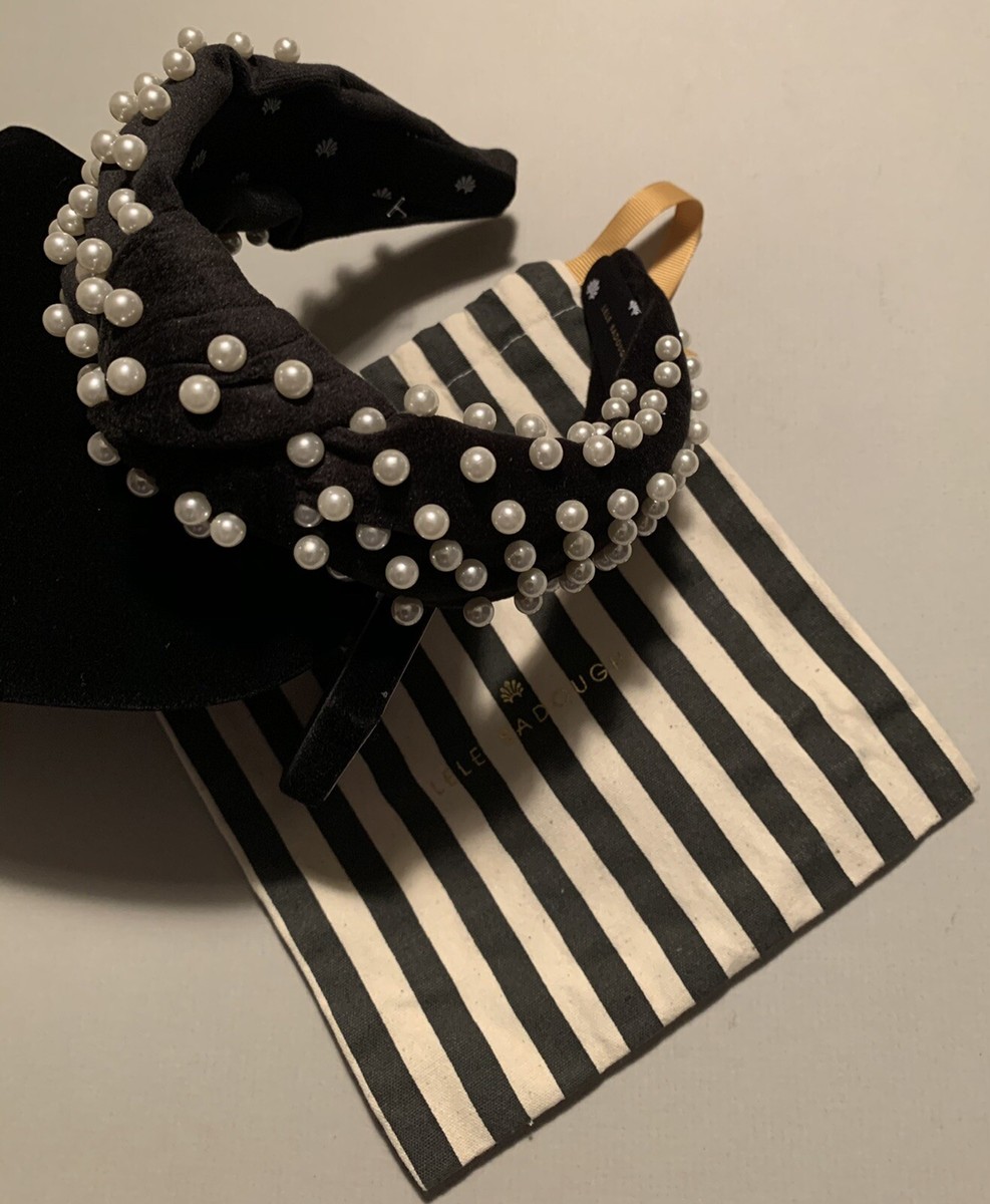 Lele Sadoughi Black Headband with Pearls Lele Sadoughi Woven Pearl Knotted Headband | Anthropologie main image 4
