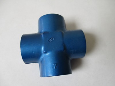 AN937D8 Cross Fitting 3/4'' Thread Size All Sides Aluminum Blue