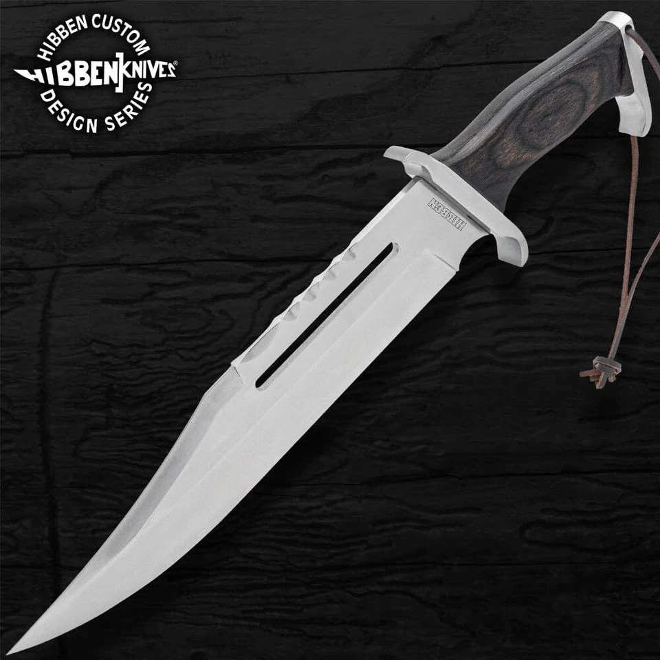 Cuchillo Bowie Hibben III | Reproducción Rambo 1988 | Funda de cuero incluida Foto 3 de 4