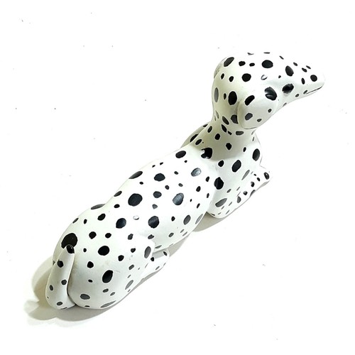 Legno intagliato arte popolare cane dalmata macchie bianche nere - Foto 5 di 7